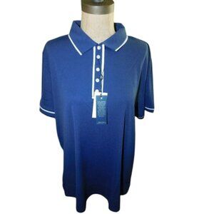 Penguin Size XXL 2X Plus Size Blue  White Golf Shirt Top Ladies NWT $69